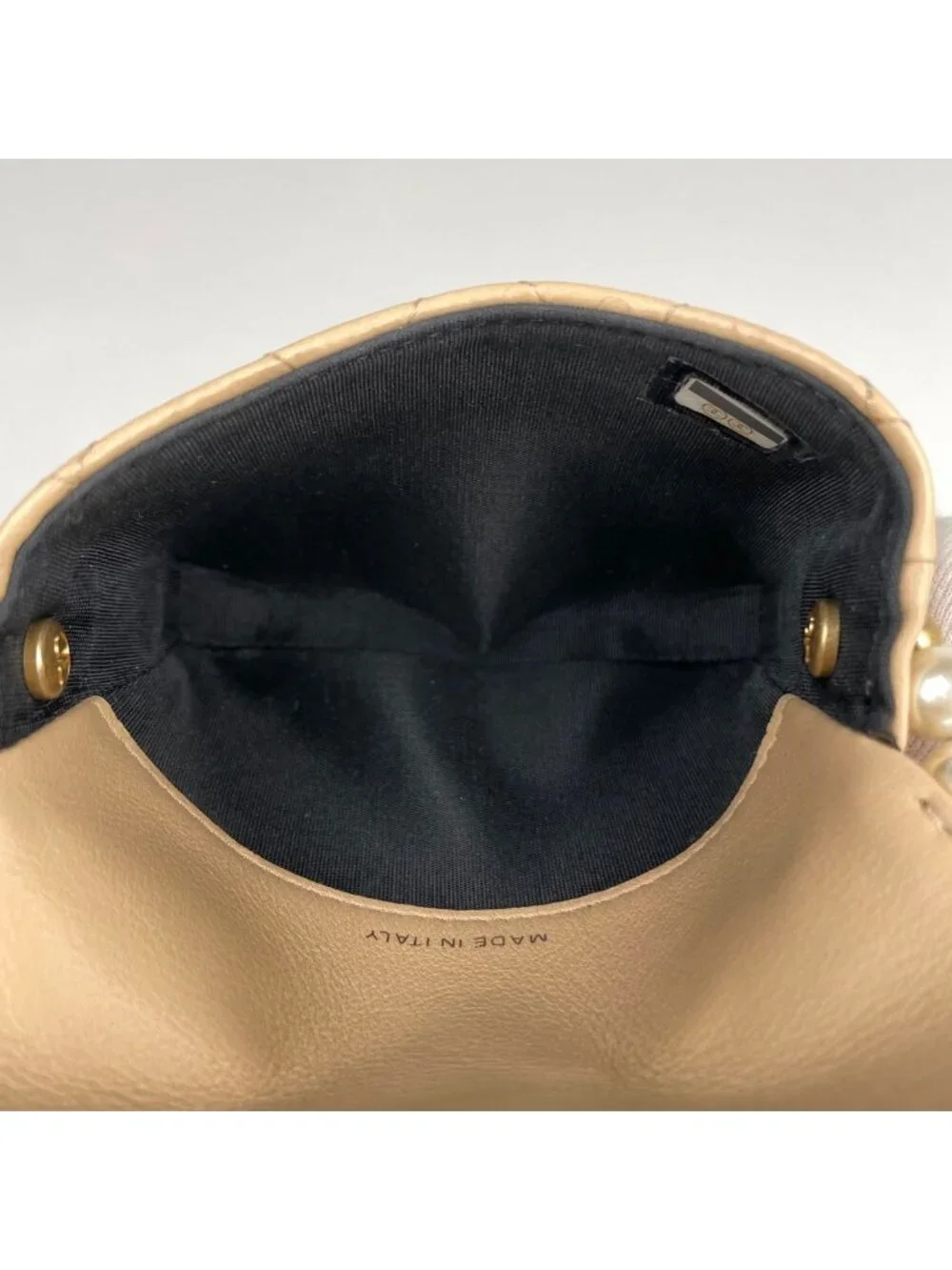 Chanel Shoulder Bag Quilted CC Logo Leather Beige
